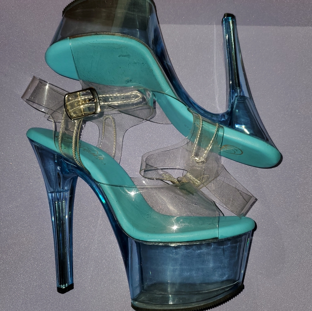 Aspire 608 Pleaser Blue/Clear Heels
